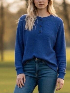 Old Navy Royal Blue Henley Crew Sweater